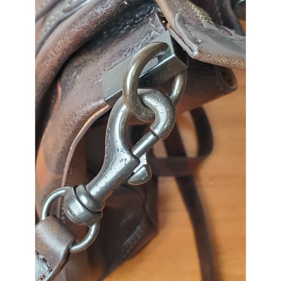 Leather Metal Frye Charlie Frame Brown Camo Purse Bag Tote Satchel Crossbody - Picture 10 of 14